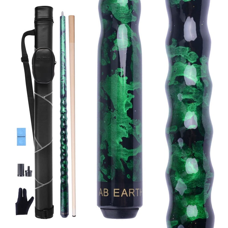 AB Earth Ergonomic Design 13mm Tip 58" Maple Pool Cue Stick Kit with Hard Case (Green, 21oz) - Image 1